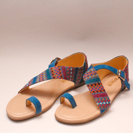Handmade Flat Knot Sandals Blue
