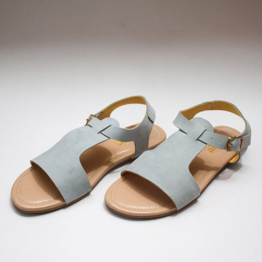 Handmade Grey Suede Leather Flat Sandal